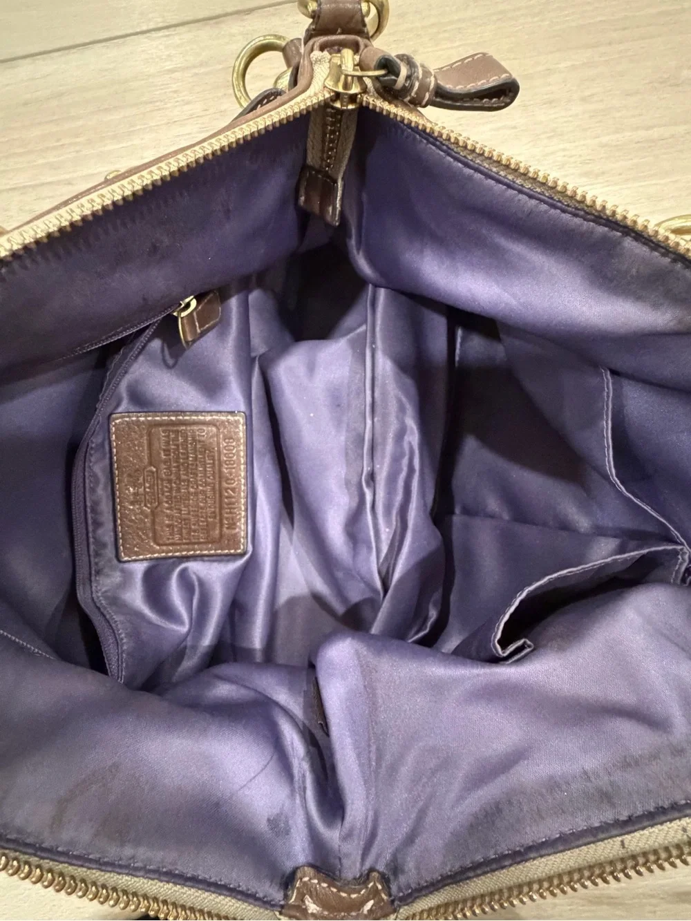 Coach 18608 Madison Op Art Metallic Outline Sateen Sophia Handbag Brown